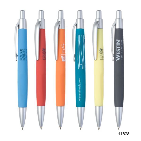 Plastic Ballpoint Pen With Rubber Finishing