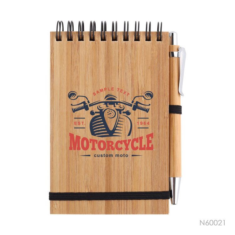 Solid Bamboo Board Hardcover Spiral Notepad Notebook