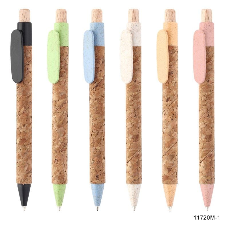 Push Action Bamboo Ballpen With Wheat Straw Buttom