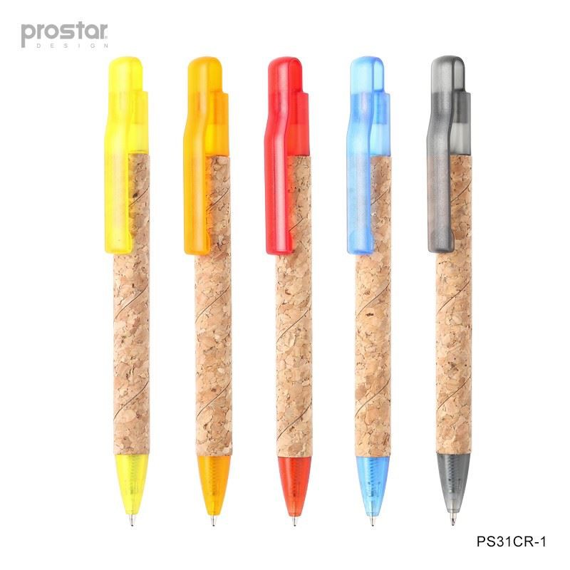 Cork And Wheat Straw Material Push Action Ball Pen 2