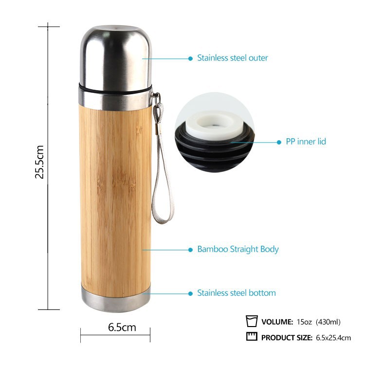 ECO Friendly Bamboo Flask With Lid