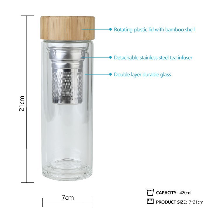 450ML Glass Water Bottles Clear Borosilicate Water Flask