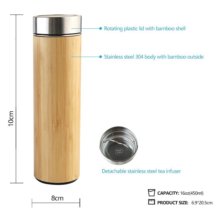 ECO Friendly Bamboo Vacuum Water Bottle