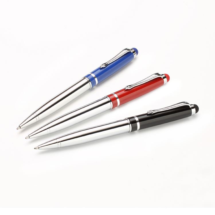 Shiny Aluminium Pen With Colored Stylus