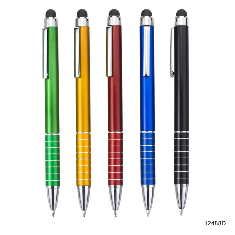 Twist Action Plastic Ballpen With Colored Stylus