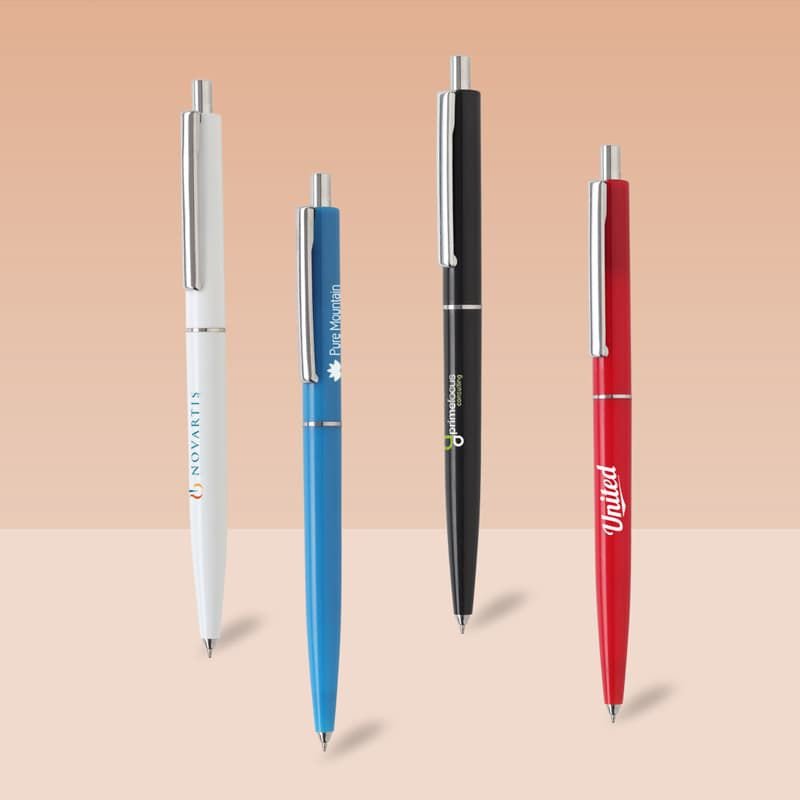 Click Action Plastic Ball Pen With Metal Clip