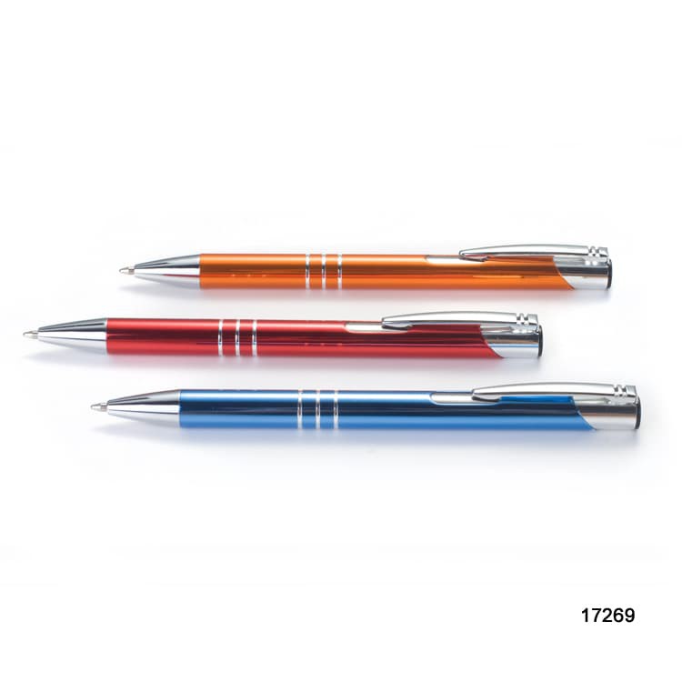 Metal Pen With Push Action Ballpen With Rubber Grip