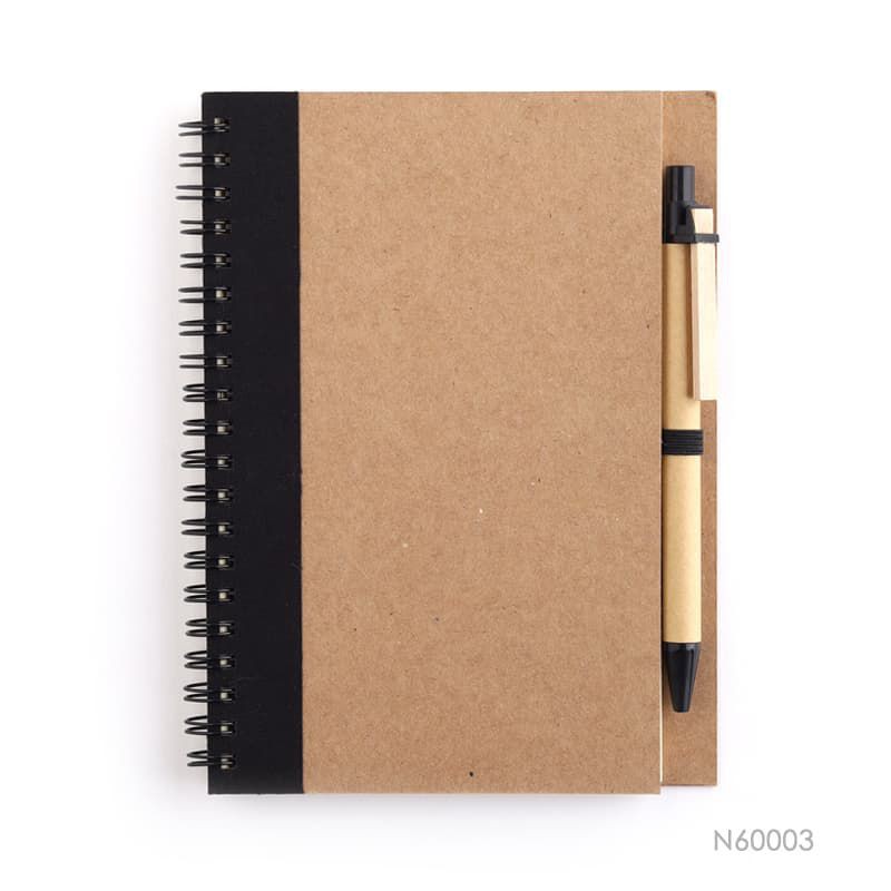 A6 Craft Paper Notebook With Pen Holder