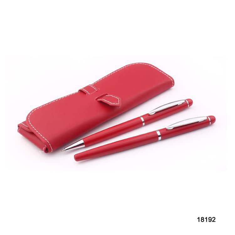Metal Ball Pen And Roller Pen Set in Pouch