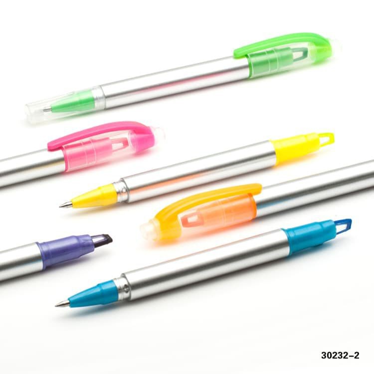 2 in 1 Plastic Plastic Ballpoint Pen And Highlighter