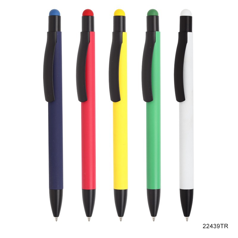 Rubber Coated Ballpoint Pen With Stylus