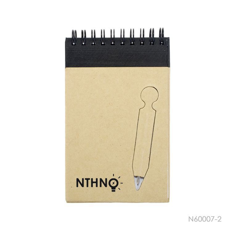 Kraft Paper Cover Spiral Notebook With Paper Pen