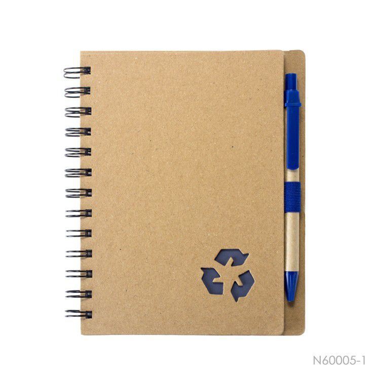A5 Size Kraft Paper Cover Notebook With Recycle Symbol