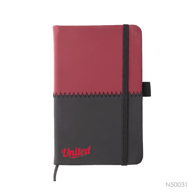 A5 PU Splicing Perfect Binding Notebook With Pen Holder