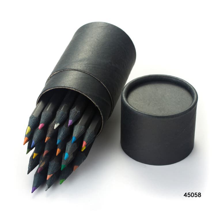 24pcs 3.5’ Black Barrel Pencil With Colorful Leads