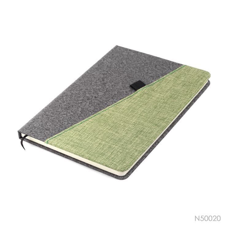 A5 Notebook With PU And Linen With Pen Holder