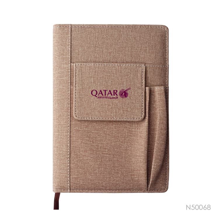 PU Hard Cover A5 Notebook With Pen Holder Phone Bag