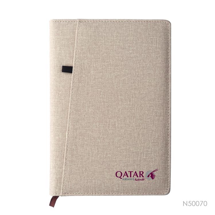 PU Hardcover Notebook With Pen Holder And Phone Bag